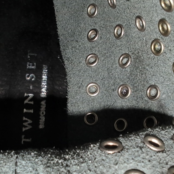 Simona Barbieri Twin-Set Women's Black Leather Studded Biker Boots Size 37. - Picture 11 of 14